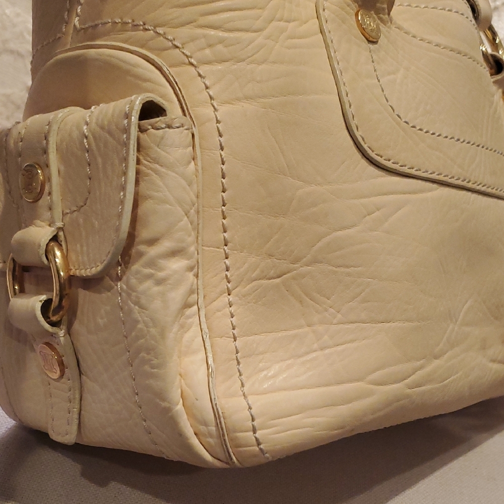 CELINE Beige Leather Satchel with Gold Accents - Picture 14 of 16